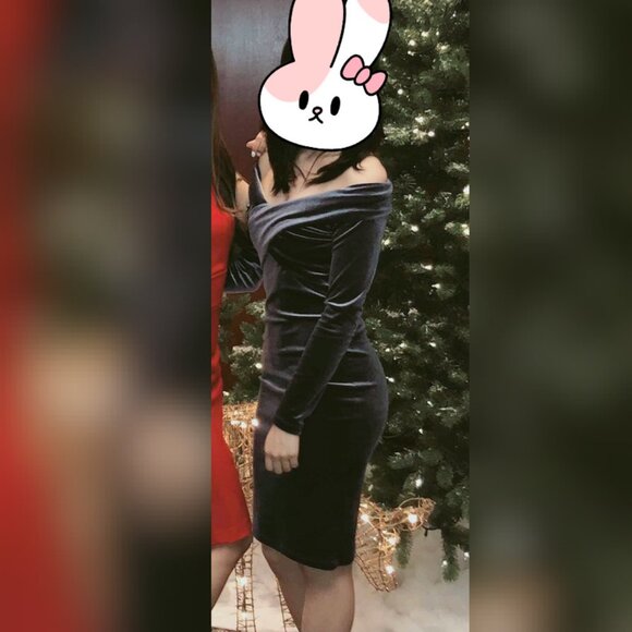 Dynamite Velvet Long Sleeve Blue/Silver Dress Size XS - Picture 4 of 4